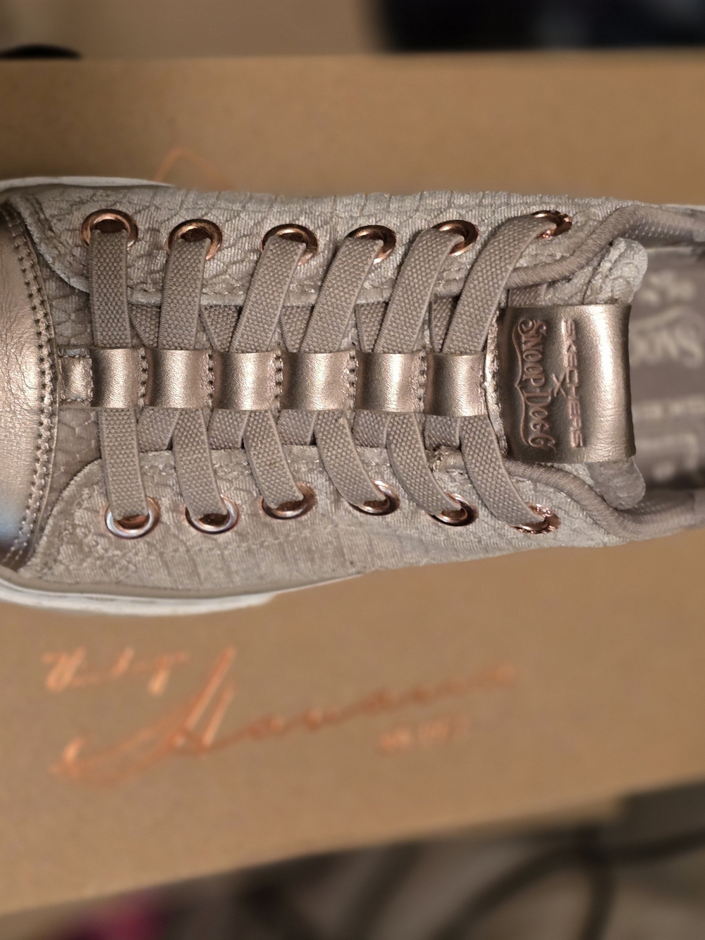 Skechers Snoop Dog Women's Metallic Taupe Lace-Up Platform Sneaker